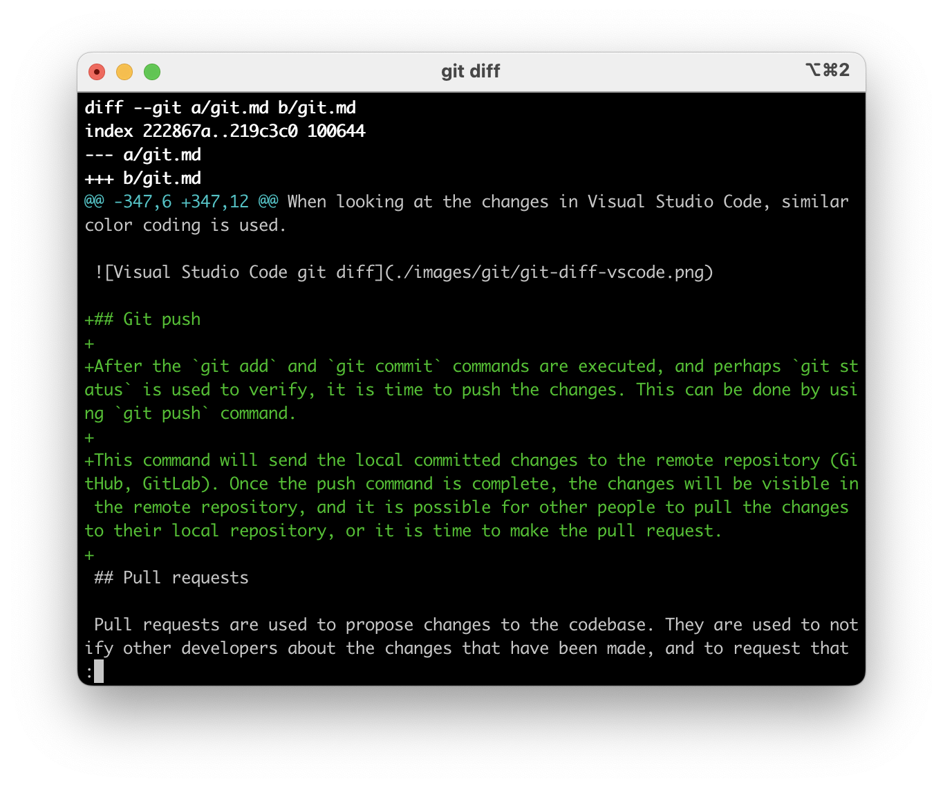 Terminal git diff